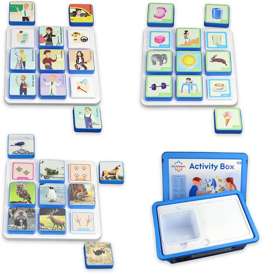 Edu&Kate's, Activity Box – Learning Made Fun with Animal Tracks, Occupations, & Opposites Puzzles & Sensory Toys, Stage-Based Learning: Stage 3 Kit - Vol. 2, Special Needs Kit