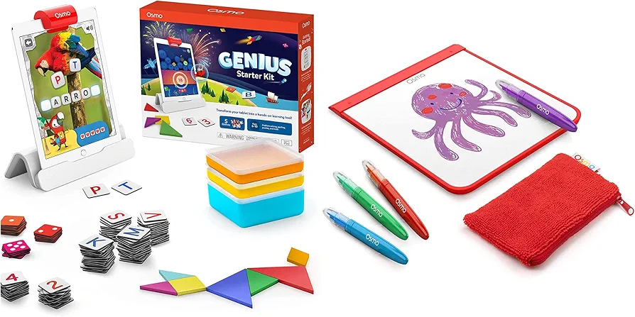 Osmo - Genius Starter Kit & Monster Game for iPad - Ages 5-12 - Math, Spelling, Creativity & Bring Monsters to Life - 6 Learning Games (iPad Base Included - Amazon Exclusive)