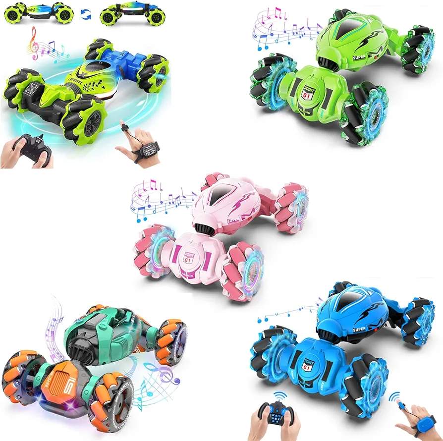 Dysaim Gesture Sensing RC Stunt Car Toys, 2 Gesture RC Car 2.4GHz 4WD Remote Control Cars with Lights Music, Off-Road 360° Rotation RC Drift Car, Best Birthday Gifts for Kids Age 6-12