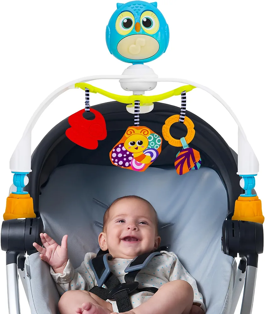 Baby Stroller Arch Toy with Relaxing Music & Lights - Adjustable Activity Arch & Play Accessories - Baby Bouncer Toy Bar, Carseat, Crib, Stroller Hanging Toys for Infants 0 Months Old & Up