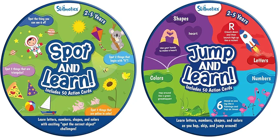 Skillmatics Jump & Learn & Spot & Learn Bundle, Preschool Learning, Travel Toys, Gifts for Kids Ages 2, 3, 4, 5