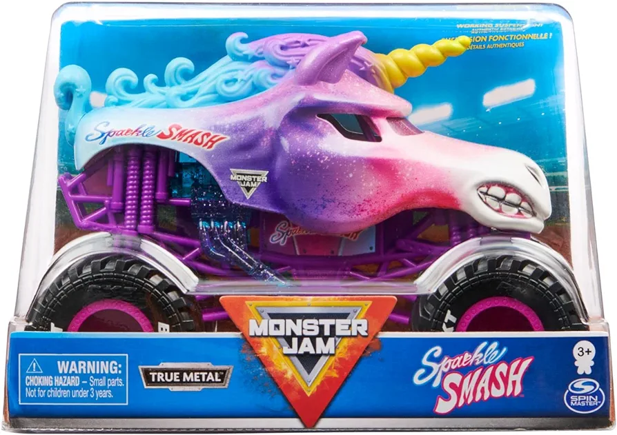 Monster Jam, Official Sparkle Smash Monster Truck, Collector Die-Cast Vehicle, 1:24 Scale