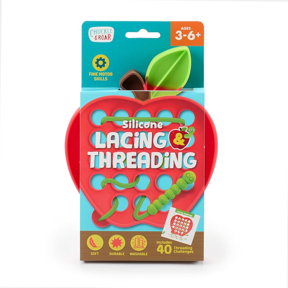 Chuckle & Roar - Lacing Apple - String Silicone Toy - Learning Apple for Toddlers - Preschool Learning Toy