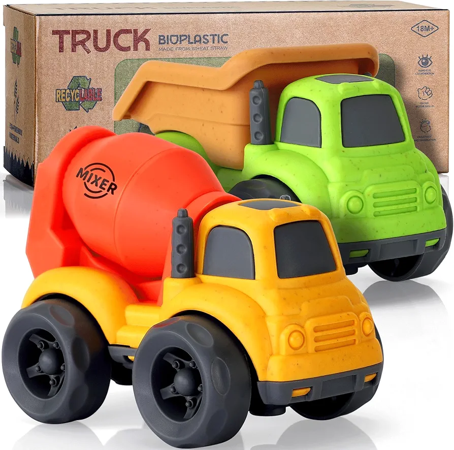 Toddler Toys for 1 Year Old Boy, Dump Truck Toys and Mixer Cement, BPA Free, Phthalates Free, PVC, Outdoor Toys for Toddlers 1-3, Ideal Toy Cars for 2 3 4 Year Old Boy Christmas Birthday Gift