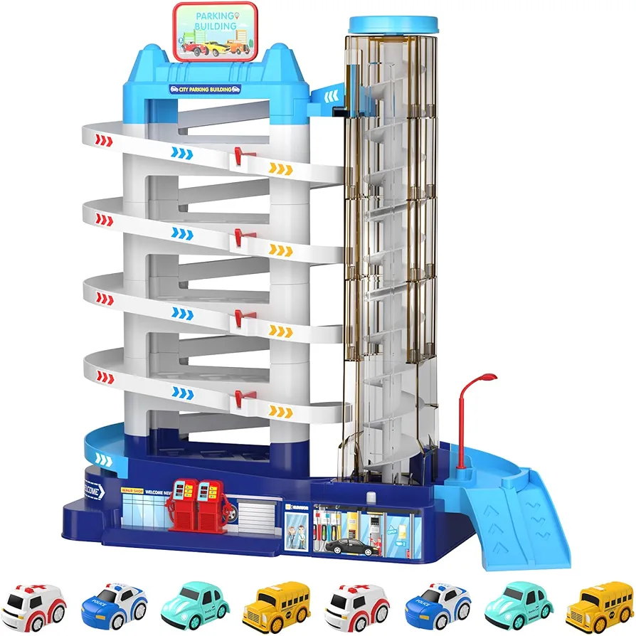 Car Track Race Garage Parking Adventure Toy Gifts 3 4 5 6 7 8 9 Years Old Boys Girls Toddlers, Preschool Car Games Gift Toys for Kids Vehicle Playsets