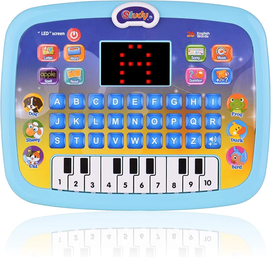 Early Educational Toy Learning Tablet Toddler Computer Toy with LED Screen Display 8 Learning Modes Gift for Age 3-6 Kids