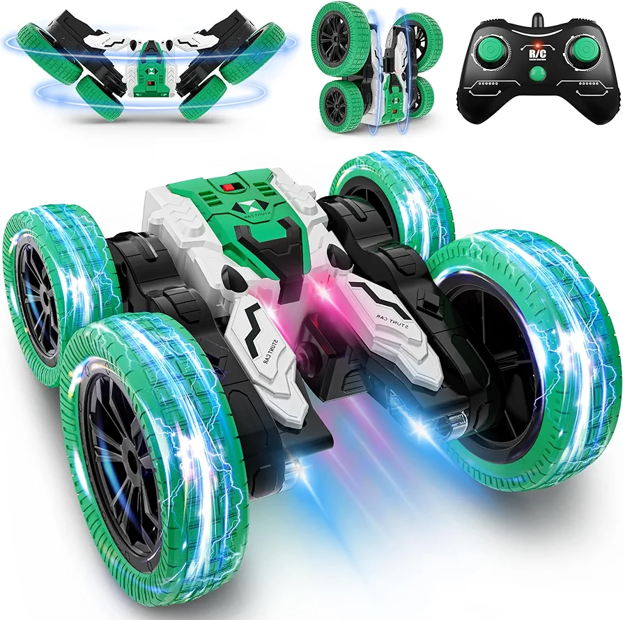 Remote Control Car, Double Sided RC Car, 4WD Off-Road Stunt Car with 360° Flips, 2.4Ghz Indoor/Outdoor All Terrain Rechargeable Electric Toy Cars Gifts for Boys Kids 3 4 5 6 7 8 9+ Year Old