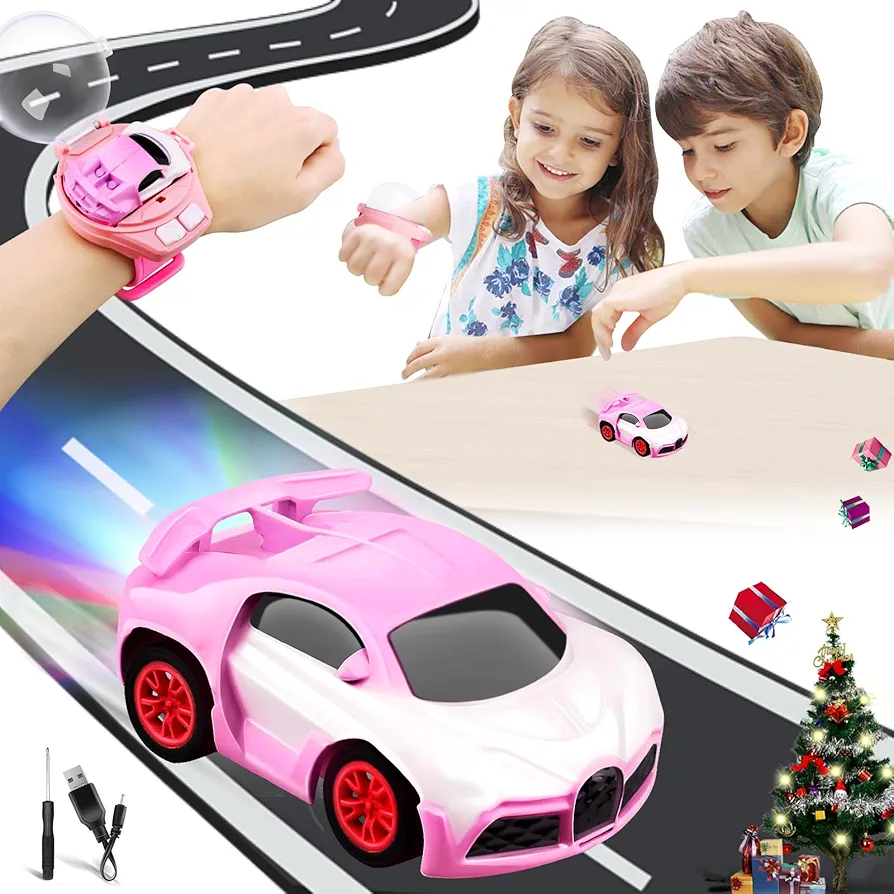 M&HONG 2024 New Mini Watch Remote Control Car Toy for Kids, 2.4 Ghz 50m Long Distance Car Watches Toys, Racing Watch Cars Toy, Watch Remote Control Car with USB Charging for Boys and Girls