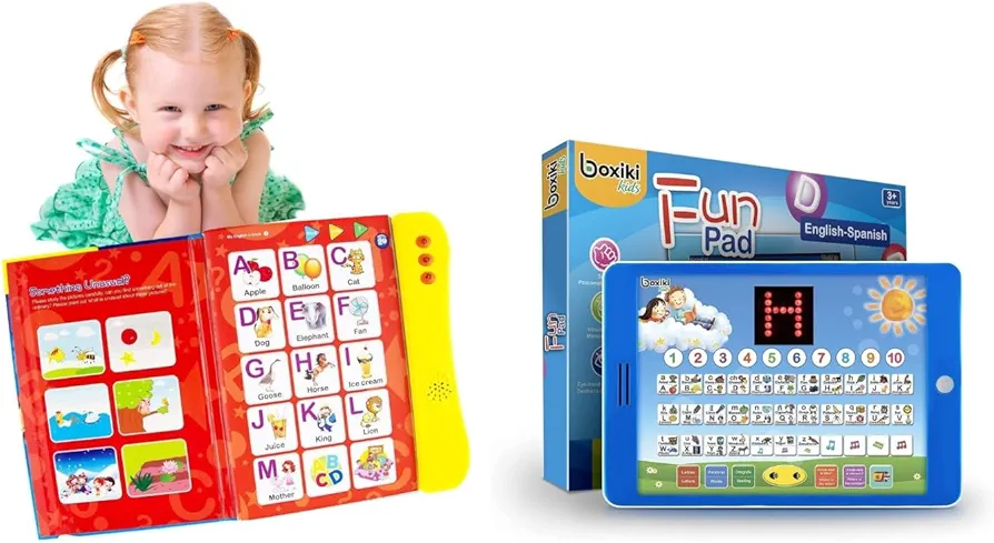 Boxiki Early Learning Essentials Bundle: ABC Book & Bilingual Learning Tablet for Toddlers