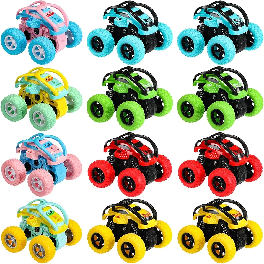 Jerify 12 Pack Trucks Mini Car Vehicles Toys for Kids Tiny Trucks Bulk for Toddlers Boys and Girls Birthday Party Ideal Gift(Trendy Style)