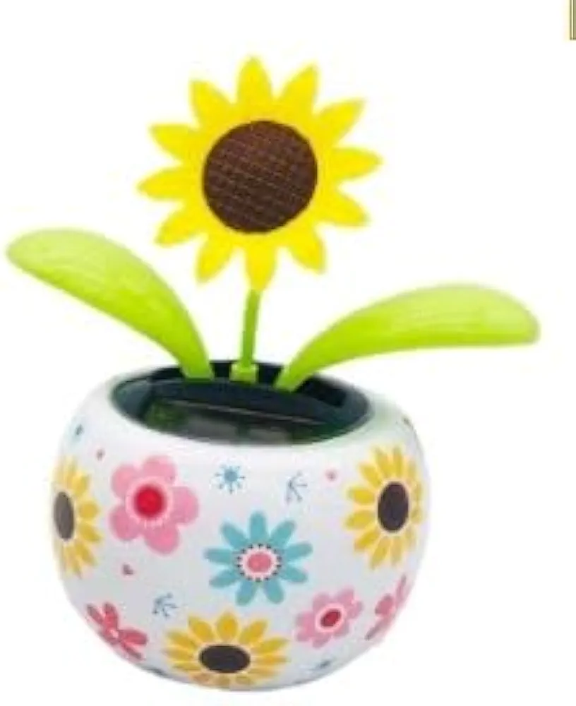 1Pc Sunflower Solar Dancing Decor for Car, Solar Decors,Solar Powered Swinging Animated Dancer Decor Office Desk Car, Funny Ornaments, Solar Power Kits,Learning and Education