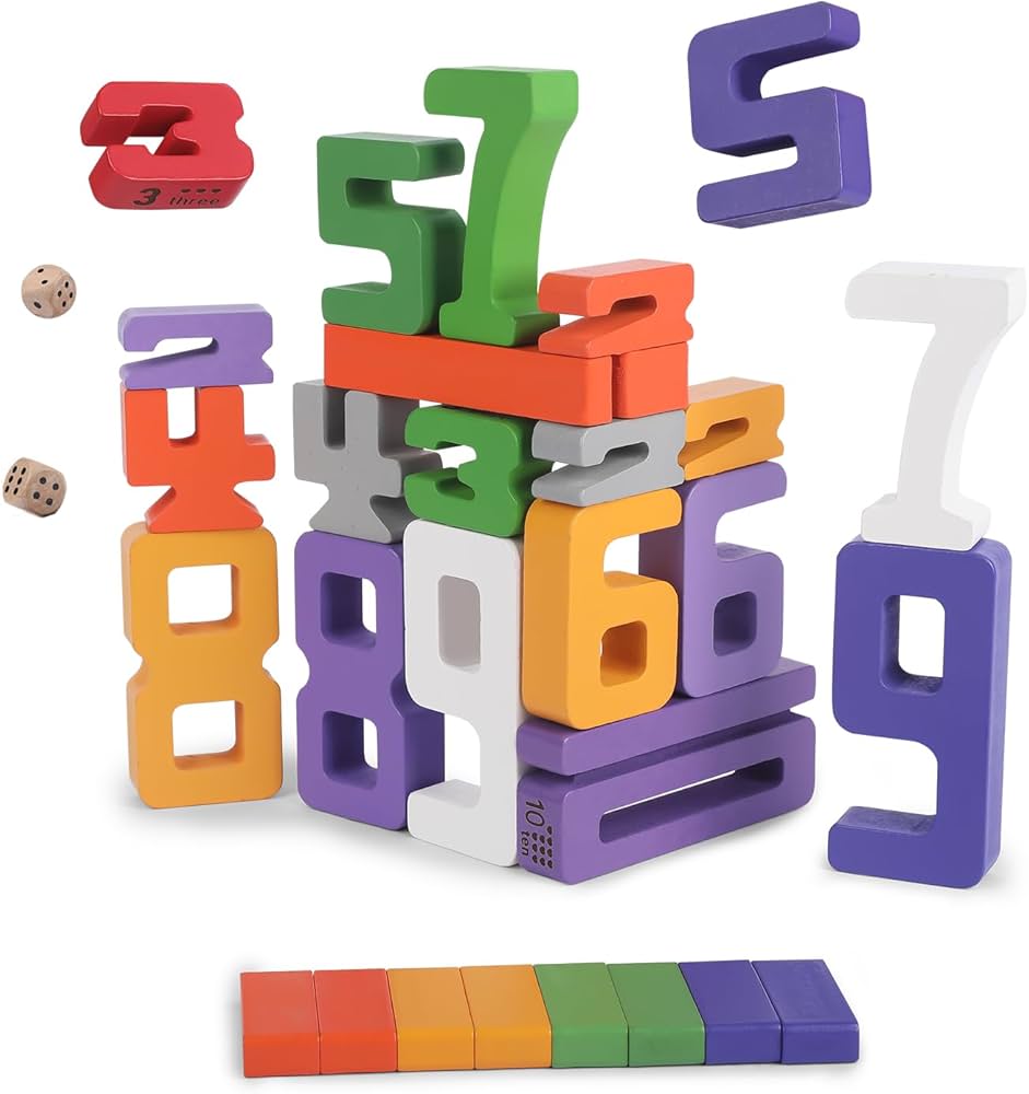 Wooden Numberblocks Toys, 30 Pcs Number Blocks Toys for Kids, Large Number Block 1-10, Digital Building Blocks, Stacking Number Toys for Ages 18 Months+, Preschool Learning Activities