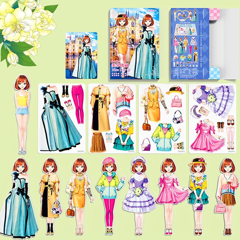 Magnetic Dress Up Paper Doll,Magnet Princess Dress Up Dolls for Girls Ages 4-7 Kids,Travel Activities Road Trip Car Ride Interactive Learning Created Imagine Set Birthday Gift