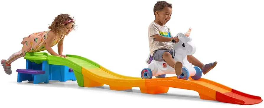 Step2 Unicorn Up & Down Roller Coaster Toy, Kids Ride On Push Car, Summer Outdoor Playset, For Toddler 2-5 Years Old, Multicolored Track