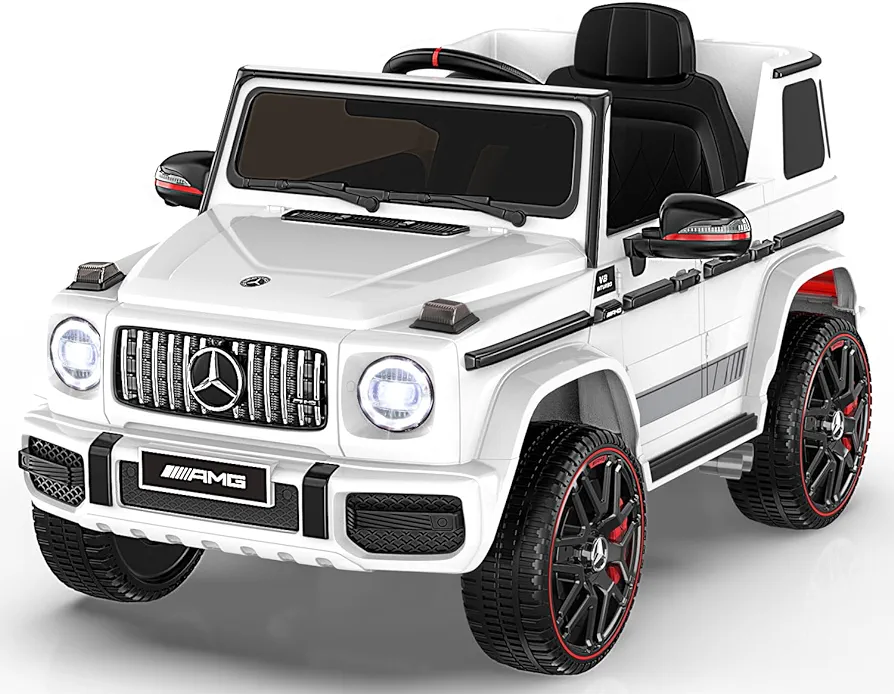 ANPABO Licensed Mercedes-Benz G63 Car for Kids, 12V Ride on Car w/Parent Remote Control, Low Battery Voice Prompt, LED Headlight, Music Player & Horn, Soft Start, Kids Electric Vehicle, White