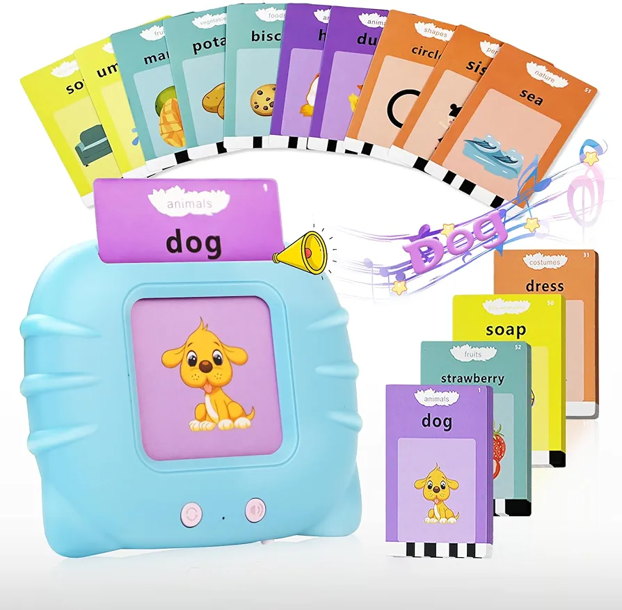 Talking Flash Cards-Alphabet Pocket Speech Toys -224 Signt Words of 12 Varieties- Therapy Autism Sensory Toys for Autism Children-Educational Toddler for 2-4 Years Old Kids Gifts-Blue