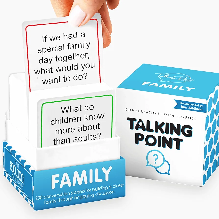 200 Family Conversation Cards - Put Down The Phones & Connect with Family - Get to Know Each Other Better with Meaningful Talk - Let Kids Express Themselves, Great for Dinner Table & Road Trips