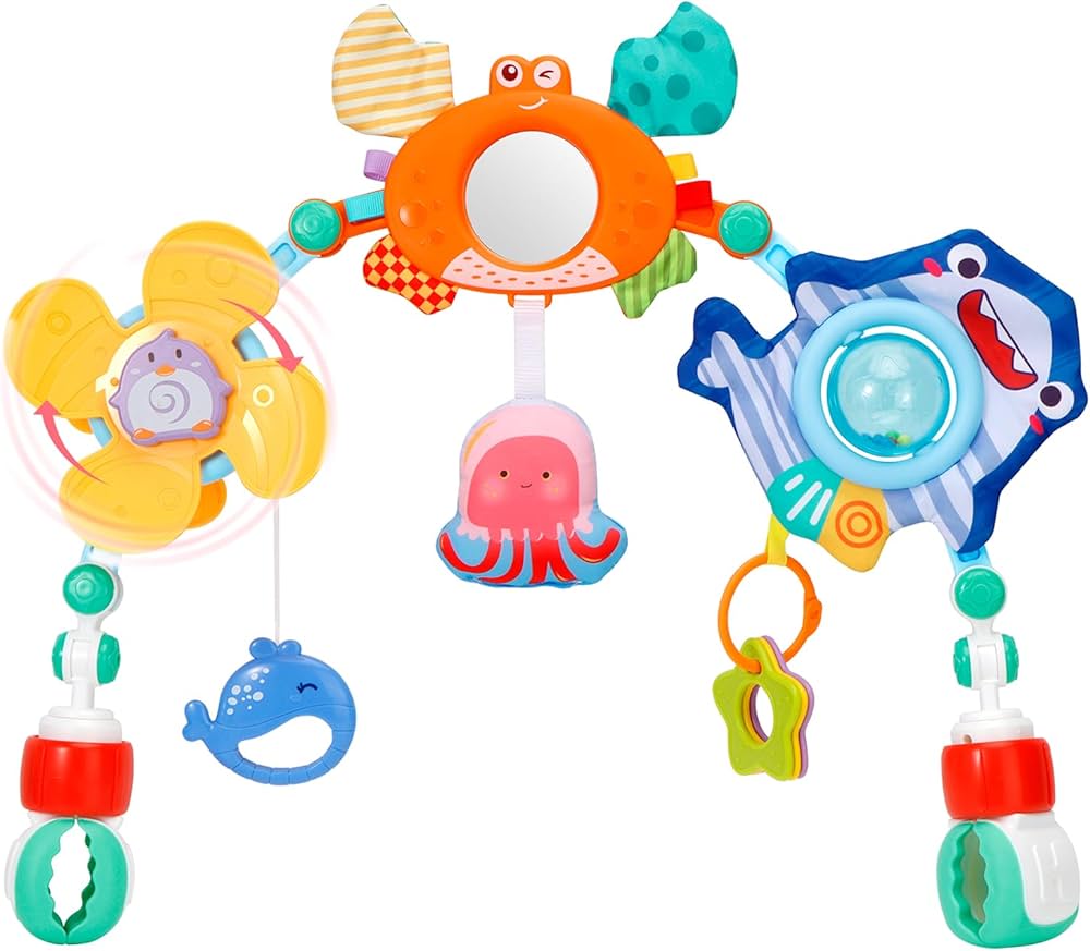 Baby Toys 3-6 Months, Baby Stroller Arch Toy- Infant Car Seat Toys for Babies 0-6 Months, Adjustable Montessori Toys Crib Bouncer Bassinet Activity Toys for Boy Girl 3 6 9 12 18 Months