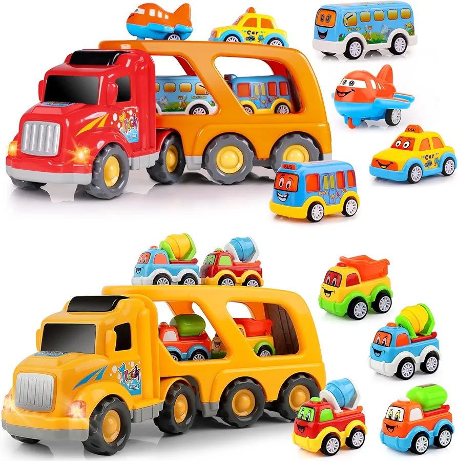 Toddler Toys Car for Boys: Kids Toys for 2 3 4 Year Old Boys Girls | Carrier Toy Trucks | Toddler Toys Age 2-3 2-4 Baby Toys 18-24 Months Birthday Kids Gift bundle with Construction Toy Cars