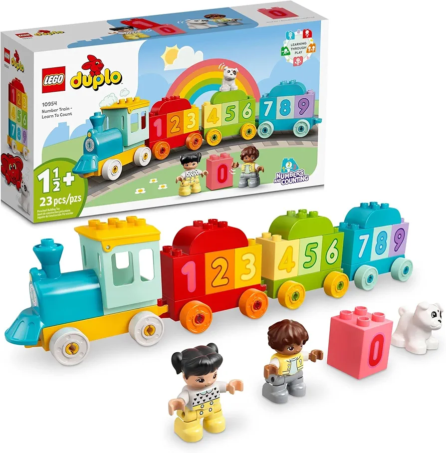 LEGO DUPLO My First Number Train Toy with Bricks for Learning Numbers, Preschool Educational Toys for 1.5-3 Year Old Toddlers, Girls & Boys, Early Development Activity Set, 10954