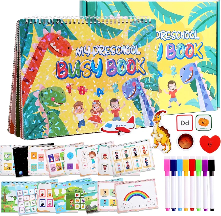 Busy Book for Toddlers 1-3,3-8,32 Themes Preschool Learning Activities Workbook,Montessori Educational Toys,Tracing Writing Alphabet Learning Books