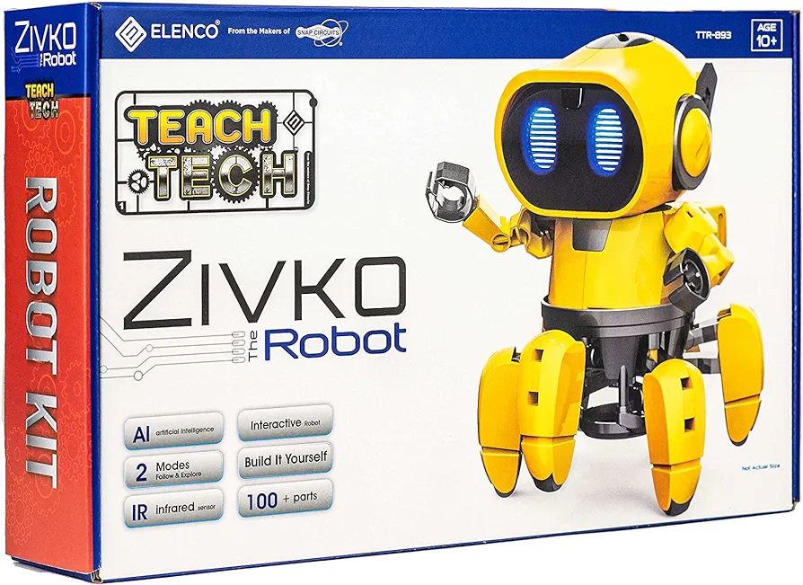 Elenco Teach Tech “Zivko The Robot”, Interactive A/I Capable Robot with Infrared Sensor, STEM Learning Toys for Kids 10+, includes Assembly Parts