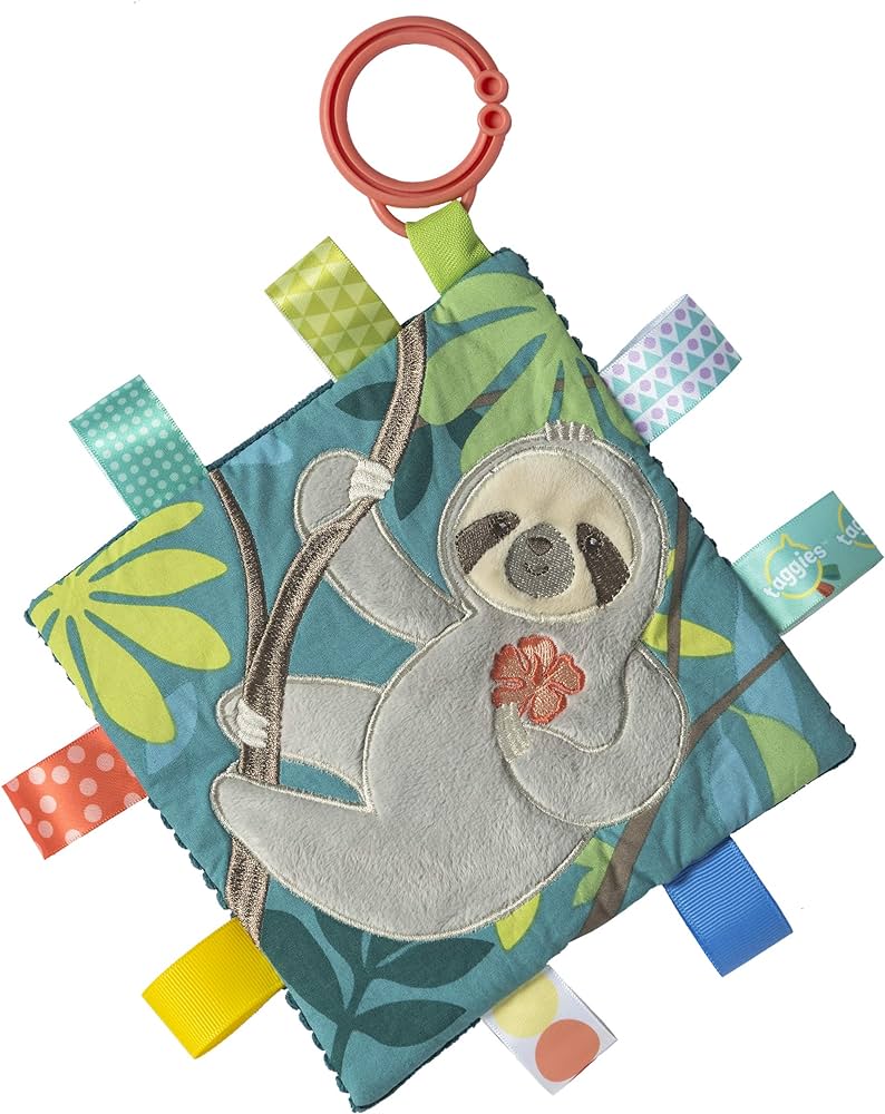 Taggies Soothing Sensory Crinkle Me Toy with Baby Paper & Squeaker, 6.5 X 6.5", Molasses Sloth