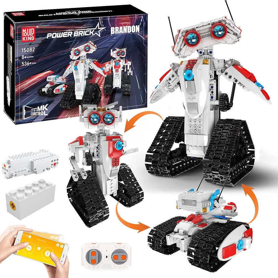 Mould King 15082 Robot Building STEM Toys, 3 in 1 Remote Control Car for Kids Ages 8-12 and up, STEM Projects Educational Robotics Kit, Build Toy for Teen Boys Girls (536 Pieces)