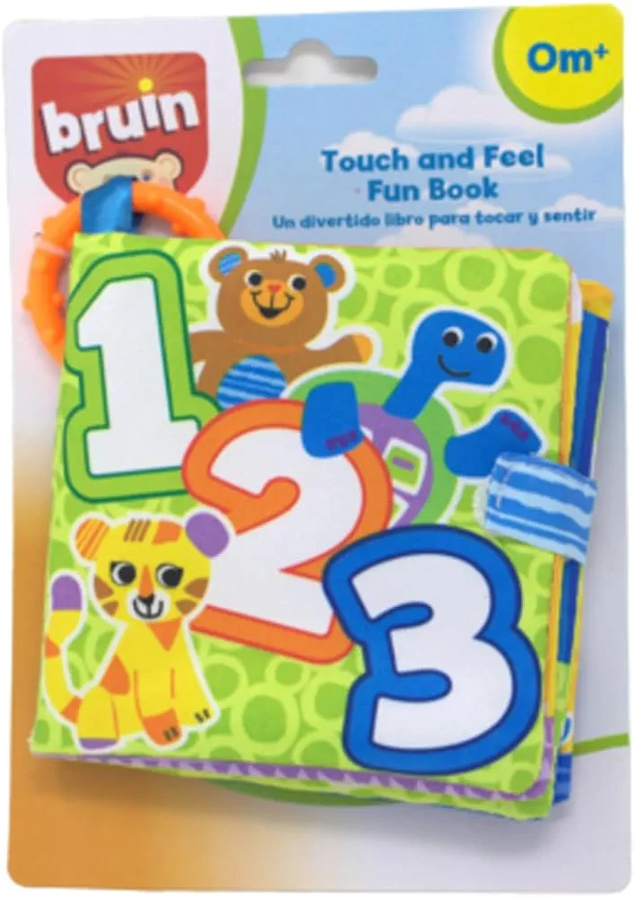 Cloth Touch and Feel On The Go Fun Book for Babies - Multi-Sensory Pages ~ Velcro Closure ~ Handy Clip for Stroller or Diaper Bag ~ Approximately 5" Wide