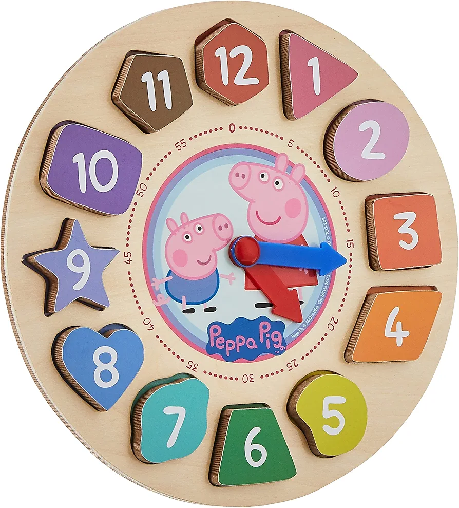 Peppa Pig Shape Sorter Clock Puzzle for 36 months to 48 months, 14Pieces (12Piece numbers + Clock + Stand )