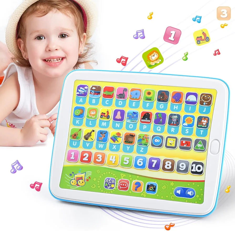 Bilingual Spanish & English Learning Toys for Toddlers 1-3, Kids Interactive Learning Tablet, Childrens Alphabet ABC / Words / Numbers / Colors Learning Pad, Education Toy for Babies 24 Month+