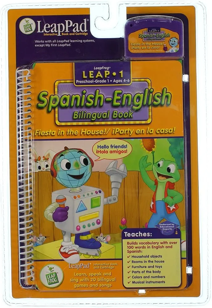 First Grade LeapPad Book - Fiesta in the House: Spanish-English Bilingual Book and Cartridge that are only for the Original Leappad learning system, not compatible with the Leappad Explorer Tablet.