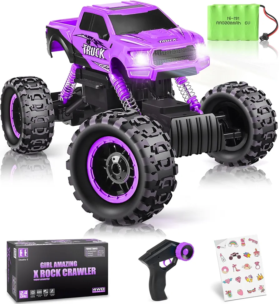 DOUBLE E Remote Control Car for Girls 1/12 Scale Monster Trucks Dual Motors Off Road RC Trucks, Girls Toys Gifts for Girls Daughter Kids, Birthday Gift Ideas, Purple