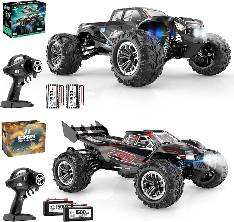 Hosim 1:10 Scale RC Cars 48+ KMH Remote Control Car for Boys & 1:10 High Speed RC Truck for Adults