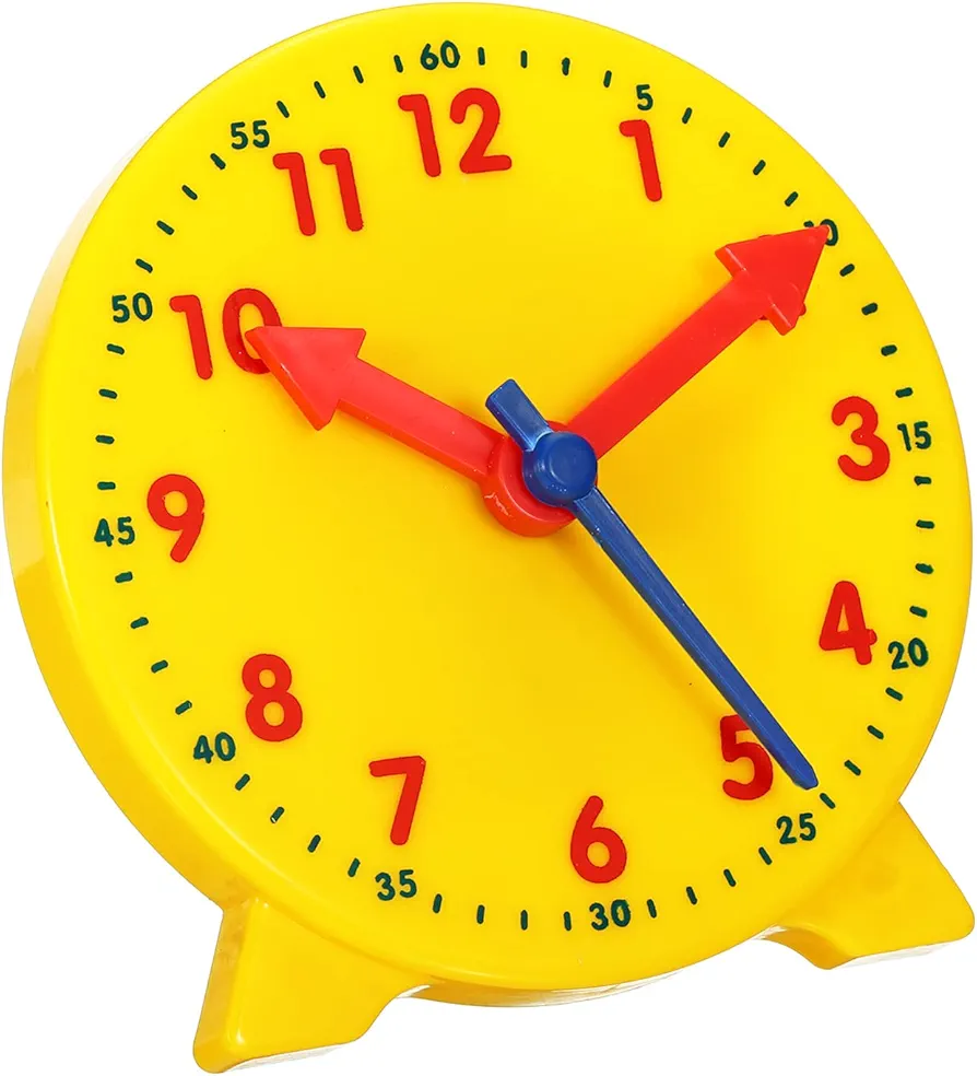 PATIKIL 4 inch Teaching Clock, Learn Clock Learning Tell Time Analog Clock Demonstration Clock 12 Hour 3 Pointers Geared Movement for Classroom Teacher, Yellow