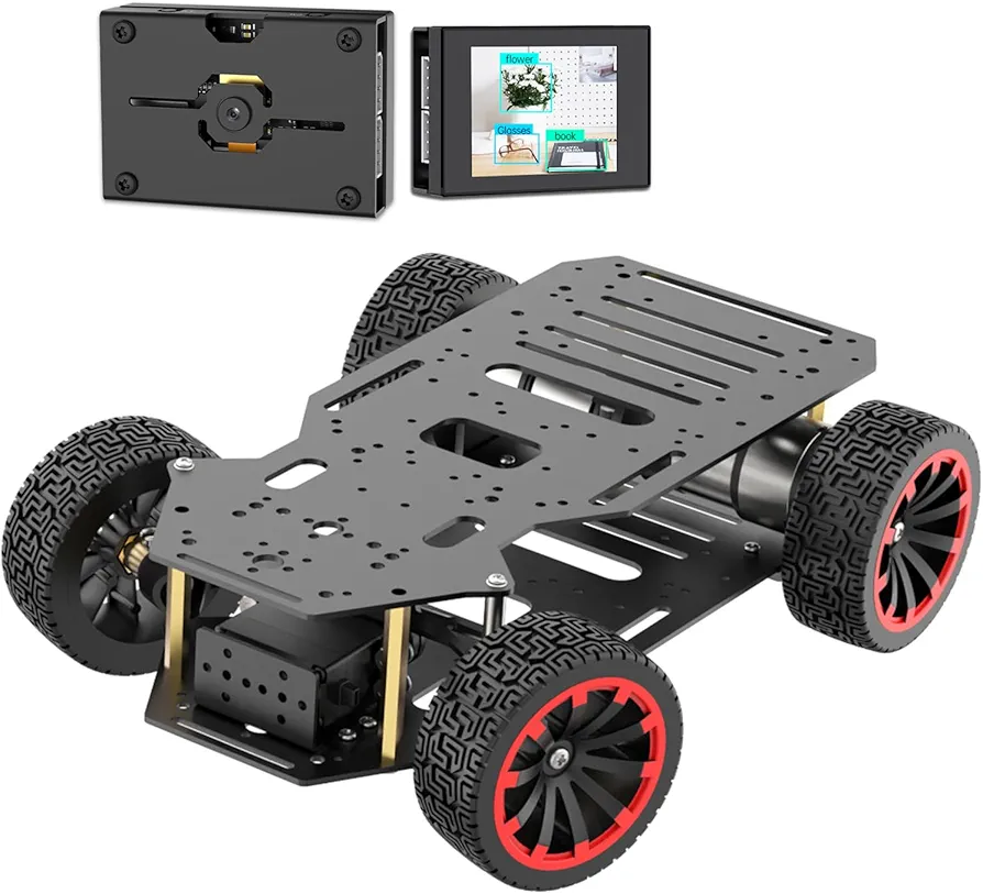 K210 Vision Module & Ackermann Chassis for Arduino Raspberry Pi Jetson Nano ESP32, Touch Control AI Camera, Full-Metal Smart Chassis Car Robotic Moving Platform DIY Maker