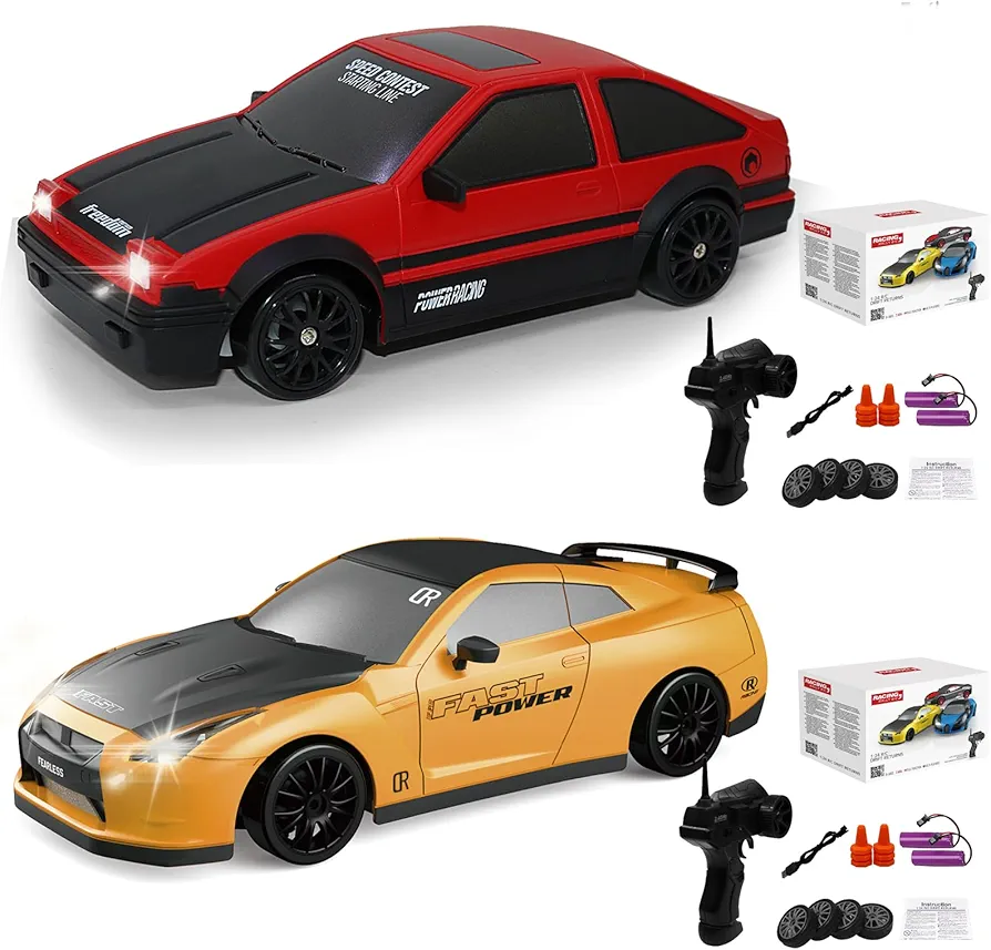 Remote Control Car RC Drift Car 1:24 Scale 15km/h 4WD RC Car with LED Lights 2.4GHz RTR High Speed Drift Racing Sport Toy Car for Adults Boys Girls Kids Gift