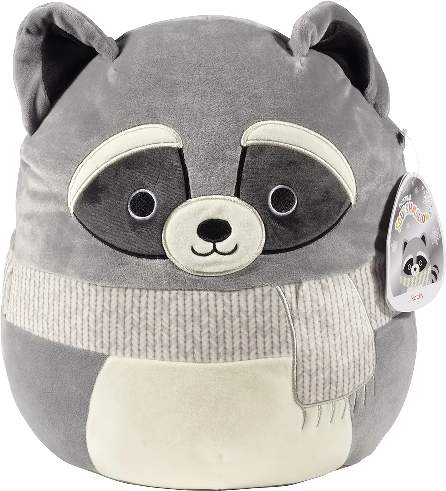 Squishmallows 12" Rocky The Raccoon - Officially Licensed Kellytoy Plush - Collectible Soft & Squishy Raccoon Stuffed Animal Toy - Gift for Kids, Girls & Boys - 12 Inch