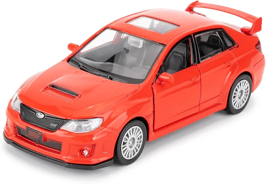 Die-Cast Alloy Toy Car, 1/36 Scale Subaru WRX STI 2010 Model Car, Functional Toy Car to Take Home, Decorative Model Toy for Collection, Car Gift for Boys and Girls (Red)