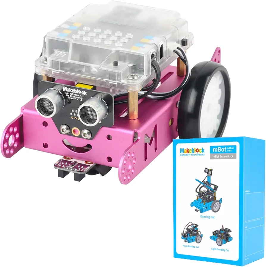 Makeblock Pink mBot Robot Kit + Servo Pack Robot Add-on Pack