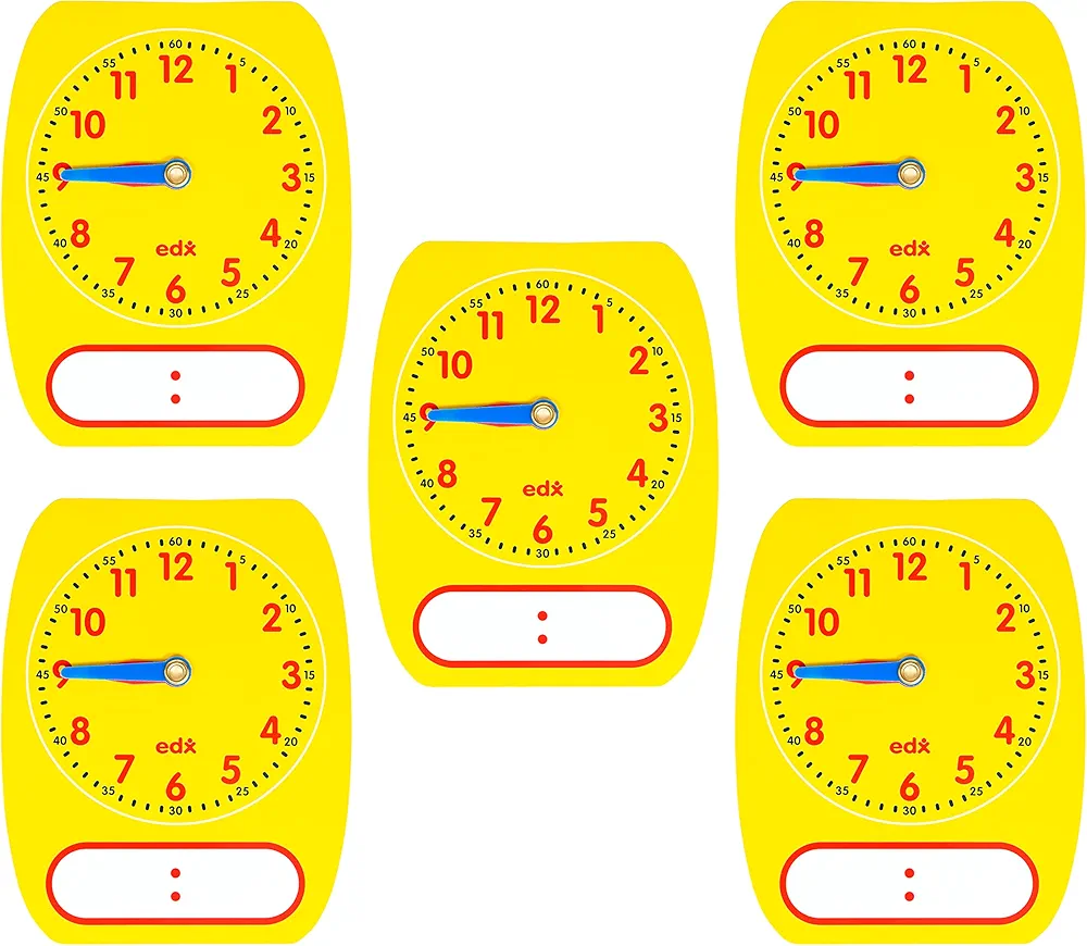 Learning ADVANTAGE-25615 edx Education Write-On/Wipe-Off Clock Dials - Set of 5