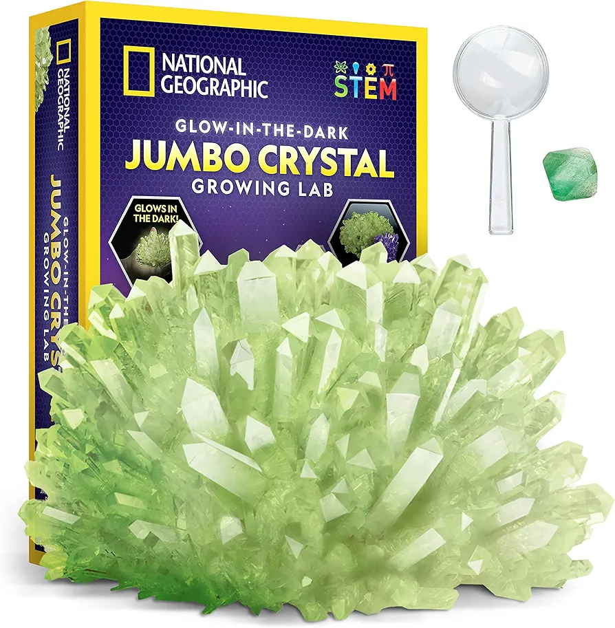 National Geographic Jumbo Crystal Growing Kit - Grow Your Own Giant Glow in The Dark Crystal in a Few Days with This Crystal Making Kit, Science Kit, Grow Crystals for Kids (Amazon Exclusive)