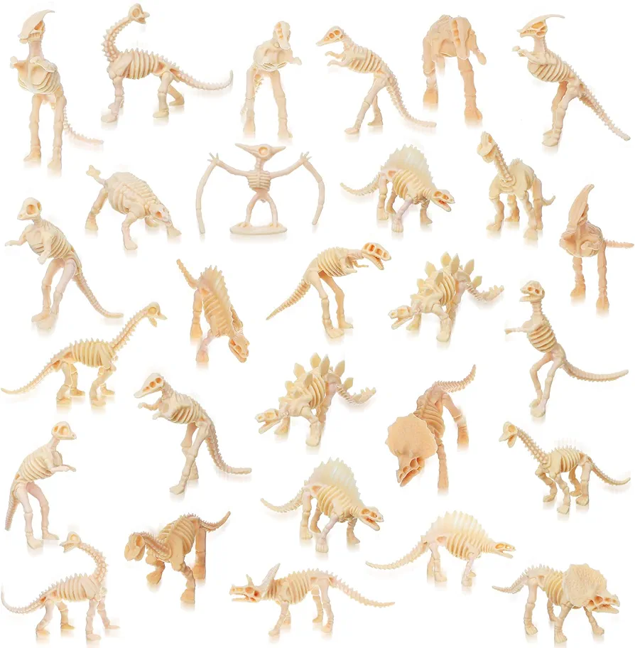 Zhanmai 60 Pieces Dinosaur Skeleton, Assorted Figures Dino Bones, Dinosaur Skeleton Toys for Science Play, Dino Sand Dig, Party Favor, Decorations and Stocking Stuffer (Elegant Style)