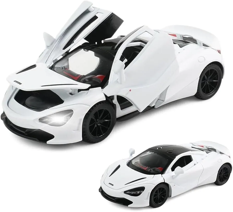 1: 32 McLaren 720s Alloy car Model, Children's Dream Toys,Super Sports car Toys with Cool Lighting and Dynamic Music, Perfect Birthday and New Year Gifts for Boys and Girls (White)