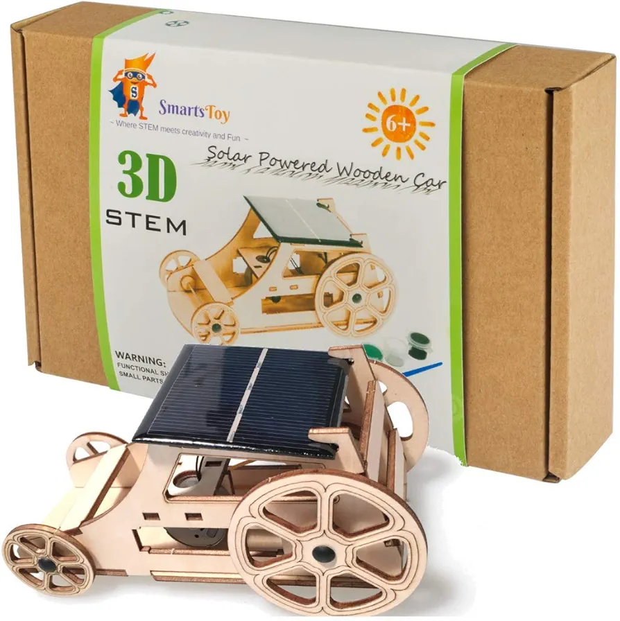 Wooden Solar Model Cars to build for kids 9-12, Educational Science Kits for Kids age 12-14, Gifts for 10+ year old boys Girls, Science experiments for kids 9-12 Engineering Toys Robotics STEM Kit