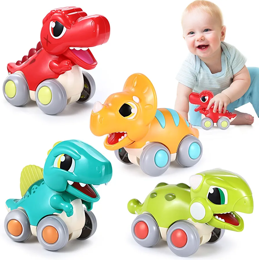 Toys for 1 Year Old Boy Birthday Gift Dinosaur Toys Cars for Toddlers 1-3 One Year Old Boy Toys Toddler Toys Age 1-2 Baby Toys 12-18 Months 1 Year Old Boy Gifts Push and Go Car Toys