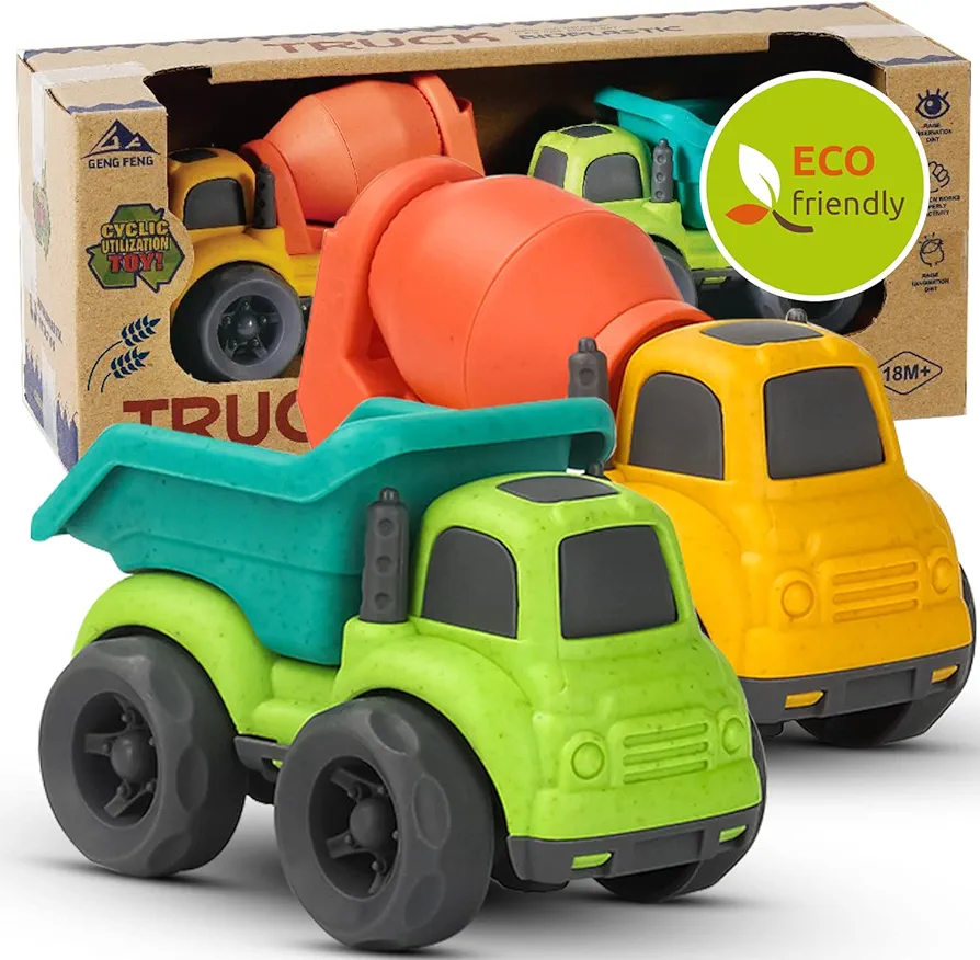 Dump Truck Toy, Sustainable Bio-Plastic Truck Children's Car Toy for 3 Years Old Indoor & Outdoor Sand Pit Sand Toy Dump Truck & Cement Mixer Vehicle for Girls and Boys