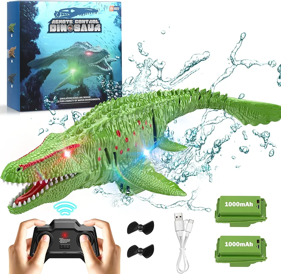 2.4GHz Remote Control Mosasaurus Dinosaur Swimming Pool High Simulation Toys, RC Boat Lake Bathroom 8-12 Years Boys Girls Christmas Halloween Tricky Birthday Gift