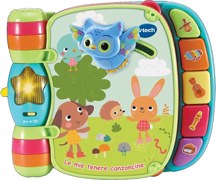 VTech Il Mio Primo Interactive Book - Le Mie Tenere Canzoncine, Interactive Book for Babies with Embossed Animals, 6 Songs for Children, Italian Language, Batteries Included, 6-36 Months