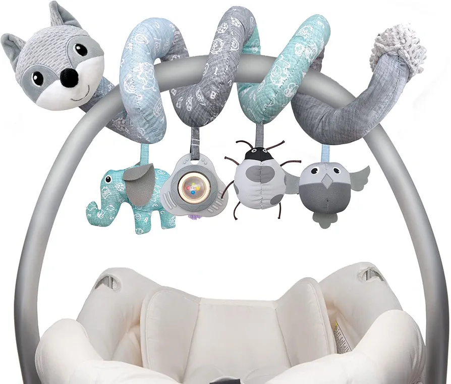 Car Seat Toys Newborn Toys Stroller Toys, Baby Toys 0-3 Months Infant Toys 0-6 Months, Baby Sprial Toys for Carseat Stroller Crib with Music Rattle, Baby Toys for 0 3 6 9 12 Boys Girls Enfants